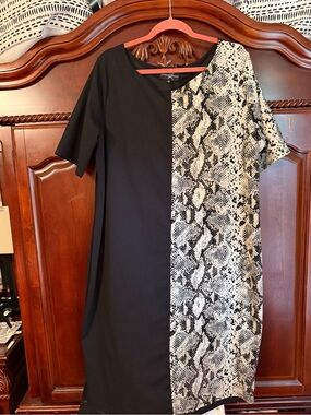 Black & Snake-Print Shift Dress - Women